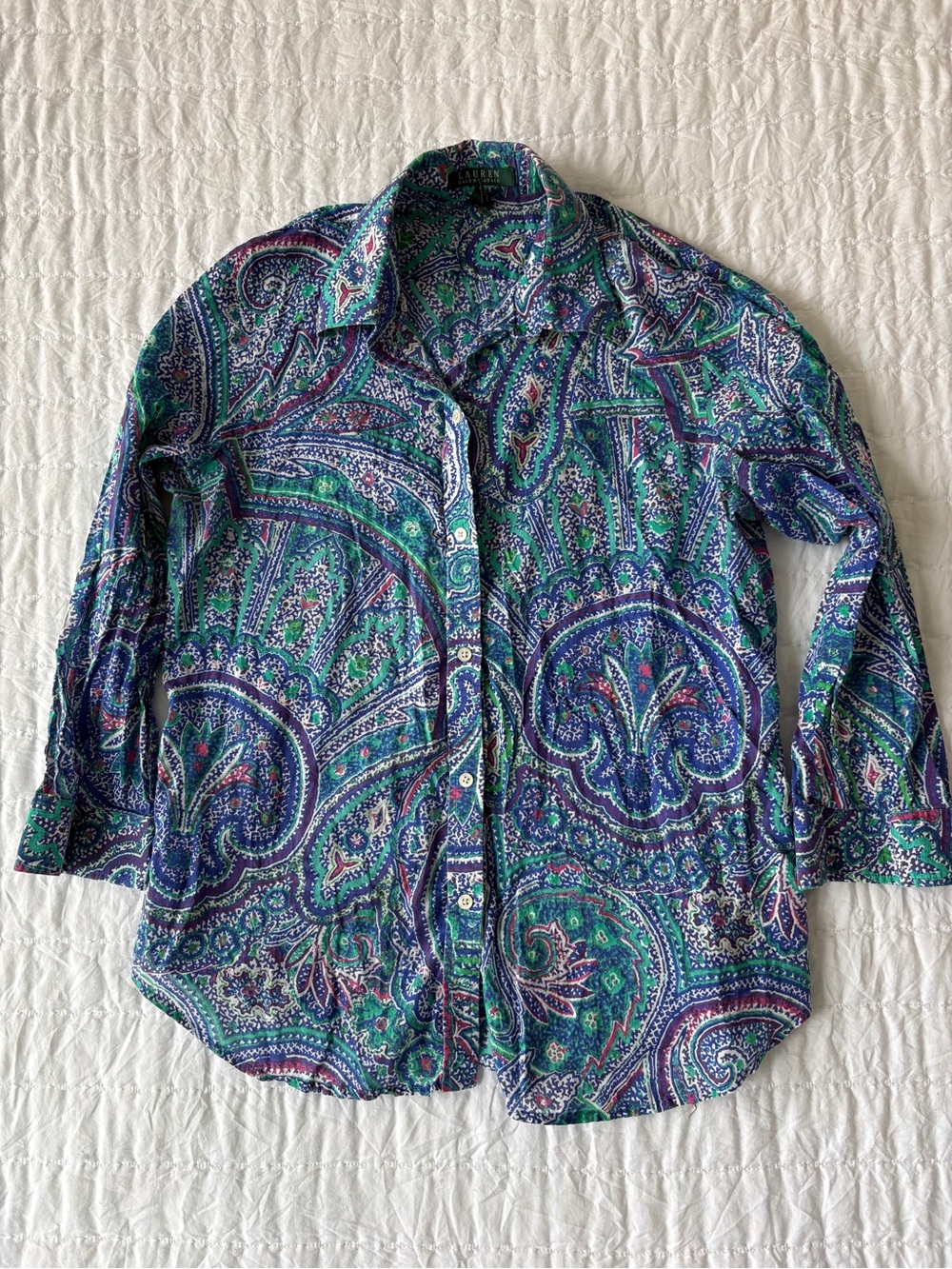 Ralph Lauren Paisley Button-Down Shirt in Blue & Green